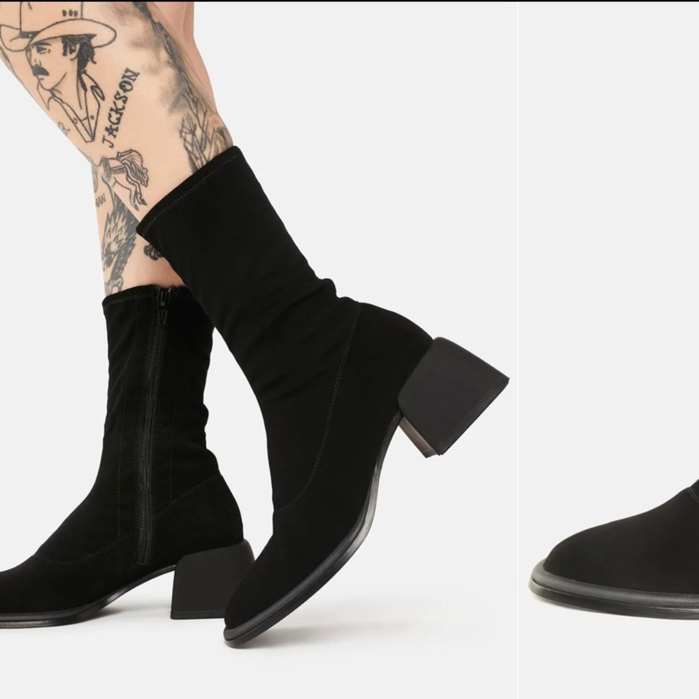 NWT VAGABOND SHOEMAKERS Ansie Stretch Boots vegan flared block heel round toe 40 - Picture 4 of 17